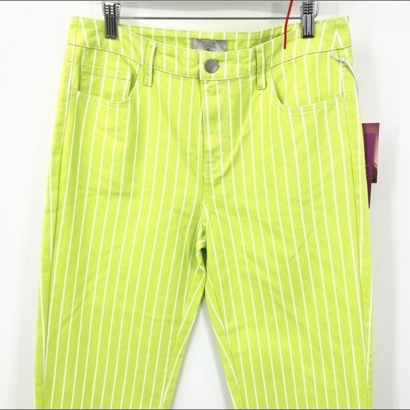 Victor Glemaud Lime Green Striped Ankle Jeans - Picture 4 of 7